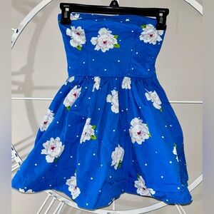 abercrombie kids Floral Blue Strapless Dress